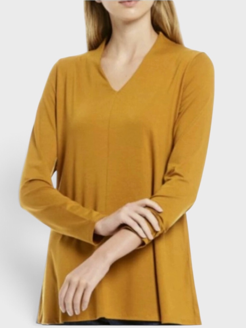 1002 NEW! Eileen Fisher V-Neck Long Sleeve Tencel Lyocell Tunic Top